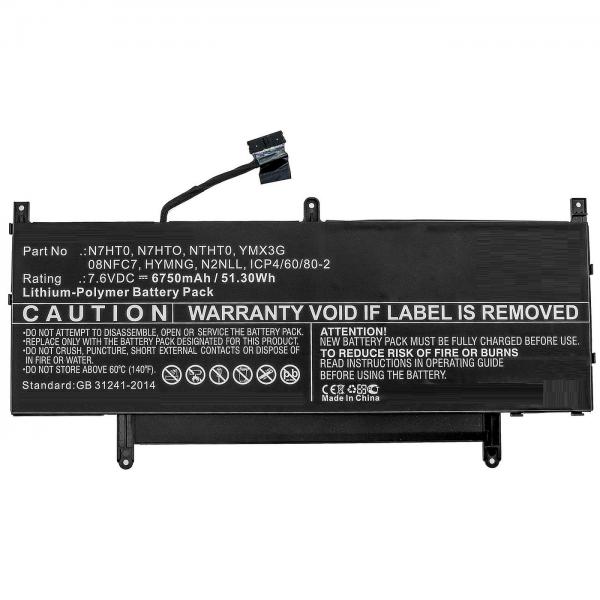 CoreParts MBXDE-BA0233 ricambio per laptop Batteria (Laptop Battery for Dell - 51.30Wh 7.6V 6750mAh 51.30Wh - Li-Polymer 7.6V 6750mAh for DELL Latitude 15 9510 06DF2, Latitude 15 9510 - Warranty: 12M