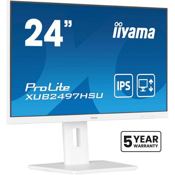 iiyama ProLite XUB2497HSU-W2 Monitor PC 60,5 cm [23.8] 1920 x 1080 Pixel Full HD LED Bianco (iiyama - 24' IPS technology panel with adjustable stand)