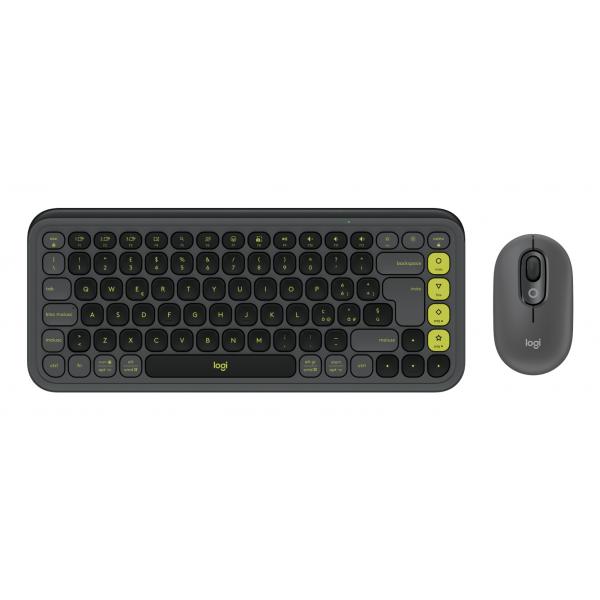 Logitech POP Icon Combo tastiera + Mouse Bluetooth [Grafite, Verde] (Logitech POP Icon Combo - Set mouse e tastiera - senza fili - Bluetooth LE - QWERTY - italiana - grafite, verde)
