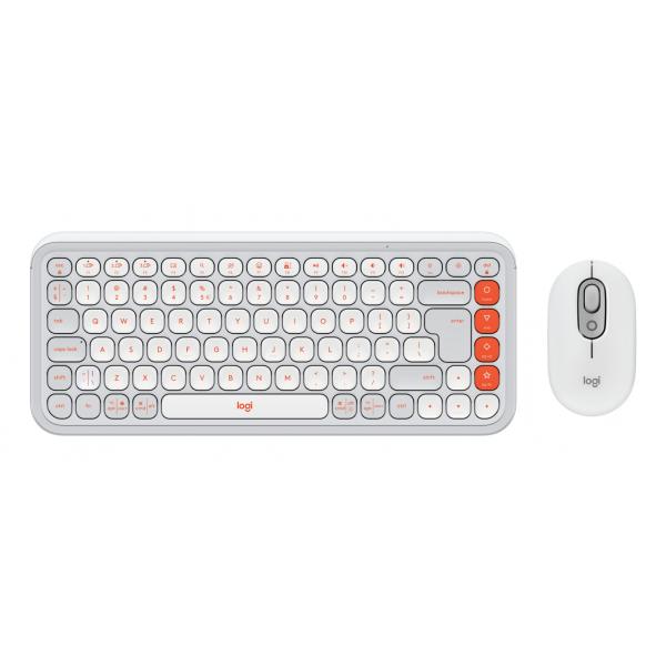 Logitech 920-013141 tastiera Mouse incluso Universale Bluetooth QWERTY US International Bianco (POP ICON COMBO MOUSE AND KB - OFF WHITE - US INTL - INTNL-973) - Versione Tedesca