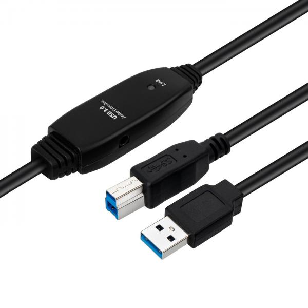 Microconnect USB3.0AB10B cavo USB USB 3.2 Gen 1 [3.1 Gen 1] 10 m USB A USB B Nero (Active USB 3.2 Gen 1 A-B 10m - M-M, Black Active USB 3.2 Gen - 1 Cable, 10m - Warranty: 300M)
