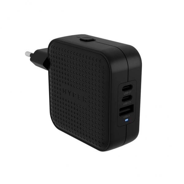 HYPER HJ1003BKWWGL Caricabatterie per dispositivi mobili Computer portatile, Smartphone, Tablet Nero AC Ricarica rapida Interno (HYPER HJ 70W USBC TRAVL CHRGE - BLK)