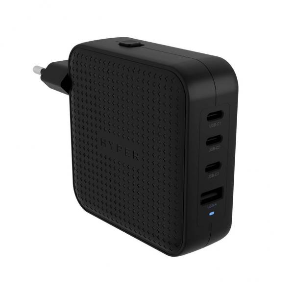 HYPER HJ1002BKWWGL Caricabatterie per dispositivi mobili Computer portatile, Smartphone, Tablet Nero AC Ricarica rapida Interno (HYPER HJ 100W USBC TRAVL CHRGE - BLK)