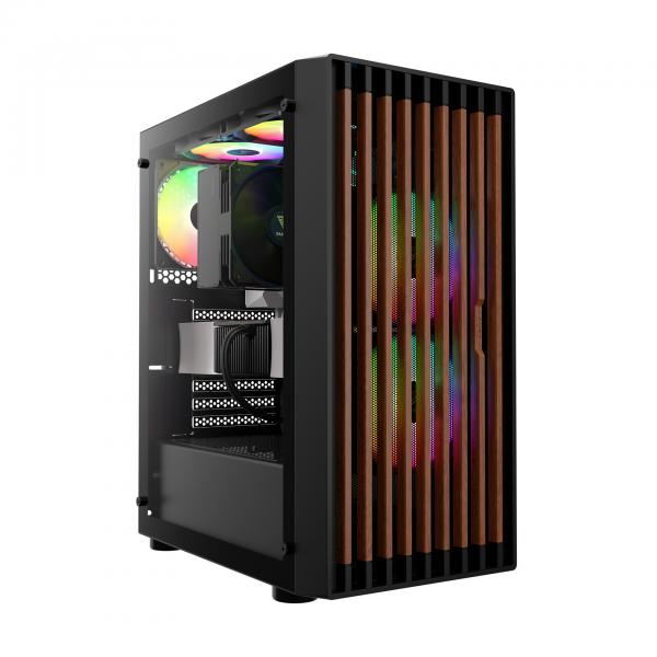 GAMDIAS AURA GC4 ARGB computer case Midi Tower Nero, Legno (AURA GC4 REAL WALNUT MESH ARGB MID-TOWER CASE)