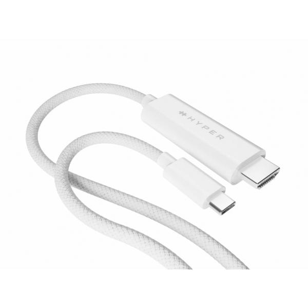 HYPER HD6007WHGL cavo HDMI 2,5 m USB-C HDMI tipo A [Standard] Bianco (4K USB-C to HDMI Cable - White - Warranty: 24M)