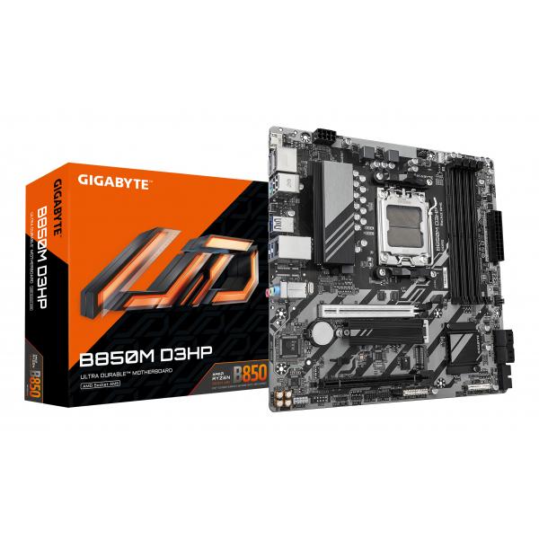 GIGABYTE B850M D3HP Scheda Madre - Processori AMD Ryzen Serie 9000, 5+2+2 fasi VRM digitali, fino a 8200MHz DDR5 [OC], 1xPCIe 5.0 + 1xPCIe 4.0 M.2, LAN GbE, USB 3.2 Gen 2 (GIGA B850M D3HP AM5/DDR5/?A