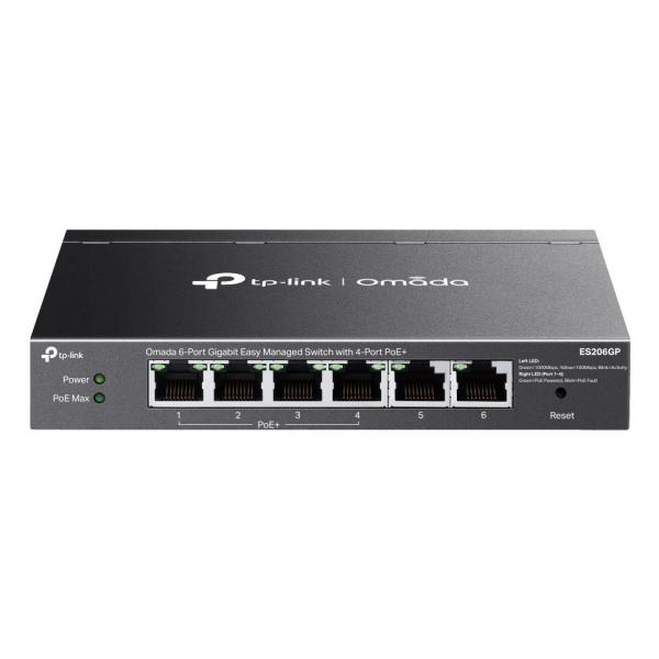 TP-Link Omada ES206GP switch di rete Gestito Gigabit Ethernet [10/100/1000] Supporto Power over Ethernet [PoE] Nero (TP-LINK OMADA 6PT GB EMAN SWT 4PT POE+)