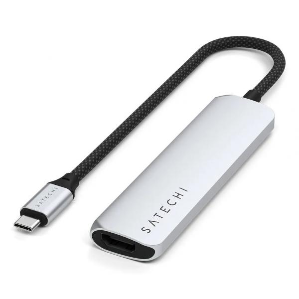 Satechi ST-P4SS hub di interfaccia USB tipo-C 10000 Mbit/s Argento (Satechi 4-in-1 USB-C Slim Multiport Ad)