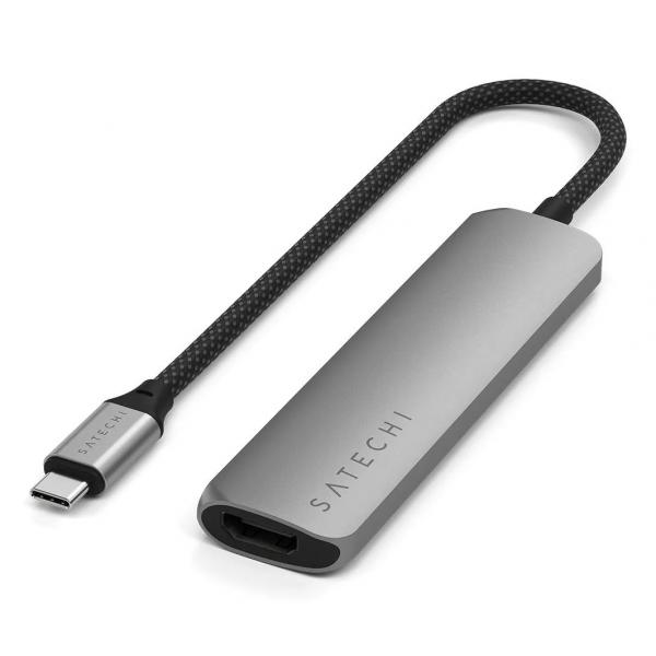 Satechi ST-P4SM hub di interfaccia USB tipo-C 10000 Mbit/s Grigio (Interface Hub Usb Type-C - 10000 Mbit/S Grey - Warranty: 12M)