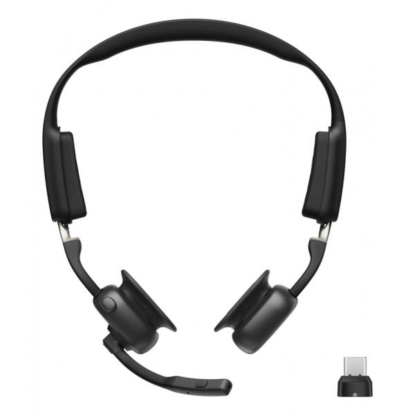 SHOKZ OpenMeet Auricolare Wireless A clip Ufficio USB tipo-C Bluetooth Nero (SHOKZ OPENMEET UC WITH USB-C AD - HEADSET WITH NOISE CANCEL MIC D)