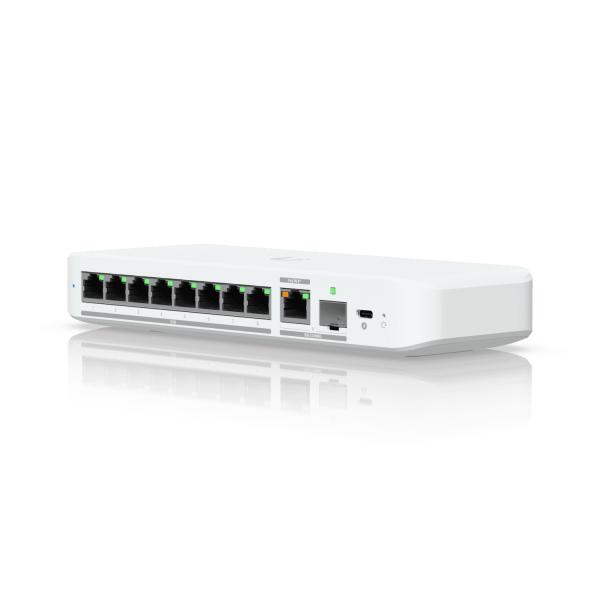 Ubiquiti UniFi Flex 2.5G Gestito L2 2.5G Ethernet [100/1000/2500] Montaggio da desktop/parete Bianco (Ubiquiti Switch UniFi 8xRJ45 2.5GBit Compact [incl. NT] Powered by 802.3af/at PoE or USB Type C,