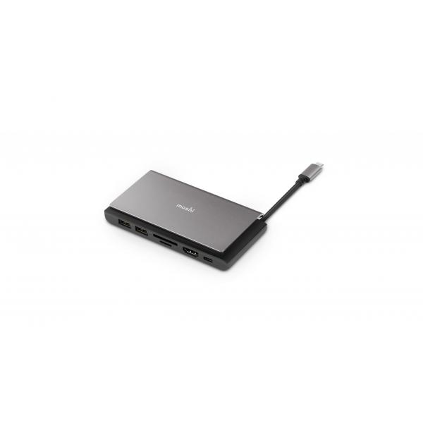 Moshi 99MO084275 replicatore di porte e docking station per laptop USB 3.2 Gen 1 [3.1 Gen 1] Type-C Nero, Argento (Moshi Symbus Mini 7-in-1 portable USB-)