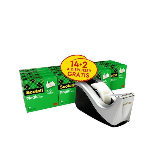 3M 7100040324 nastro adesivo da cancelleria 33 m (Scotch borddispenser sort+16rl tape 19)