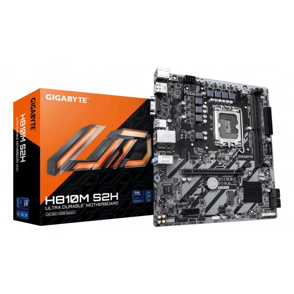 GIGABYTE H810M S2H Scheda madre - CPU Intel Core Ultra [Serie 2], VRM a 4+1+2 fasi, fino a 6400 MHz DDR5, 1xPCIe 4.0 M.2, LAN 1GbE, USB 3.2 Gen 1 (GIGABYTE 1851 H810M S2H M-ATX)