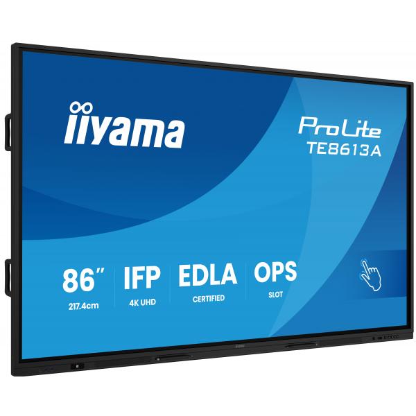 iiyama TE8613A-B1AG visualizzatore di messaggi Pannello piatto interattivo 2,17 m [85.6] Wi-Fi 500 cd/m² 4K Ultra HD Nero Touch screen Processore integrato Android 18/7 (iiyama ProLite 86' Google EDL