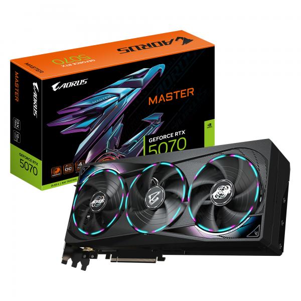 GIGABYTE AORUS GeForce RTX 5070 MASTER 12G Scheda Grafica - 12GB GDDR7, 192 bit, PCI-E 5.0, 2715 MHz Core Clock, 3 x DP 2.1a, 1 x HDMI 2.1b, NVIDIA DLSS 4, GV-N5070AORUS M-12GD (GIGA VGA 12GB RTX5070