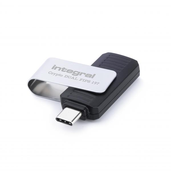 Integral INFD256GCRDLC3-197 unità flash USB 256 GB USB tipo-C 3.2 Gen 1 [3.1 Gen 1] Nero, Argento (256GB HARDWARE ENCRYPTED USB-C 3.2 GEN1 DRIVE [USB3.1 USB3.0] SECURE DUAL PASSWORD ADMINUSER 256BIT