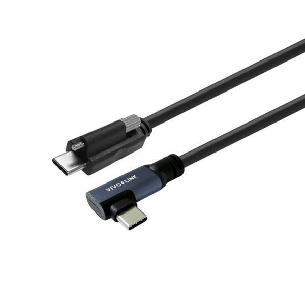 Vivolink PROUSBCMMS2A cavo USB USB 3.2 Gen 2x2 2 m USB C 100 W Nero (USB-C to USB-C Cable Angled - 2m with lock screw, Minicoax - for Professional use - Warranty: 144M)