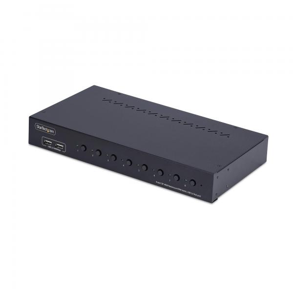 StarTech.com KVM Switch DisplayPort a 8 Porte con Kit Rack da 1U, 4K DP 1.2, hub USB a 4 Porte, Commutazione con Tasti a Scelta Rapida, Indipendente dal SO, TAA (8-PORT RACK MOUNT KVM SWITCH - - DISP
