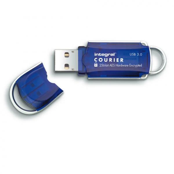 Integral INFD128GCOU3.0-197 unità flash USB 128 GB USB tipo A 3.2 Gen 1 [3.1 Gen 1] Blu, Argento (128GB HARDWARE ENCRYPTED USB3.2 GEN1 DRIVE [USB3.1 USB3.0] SECURE PASSWORD 256 AES FIPS 197 COURIER I
