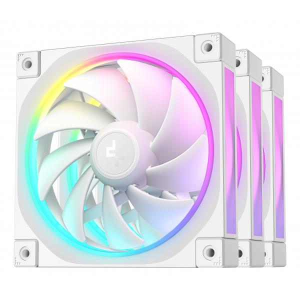 DeepCool FL12 WH-3 in 1 Case per computer Ventilatore 12 cm Bianco 3 pz (DeepCool FL12 120mm PWM 3 Pack White Fan - High Performance, Low Noise, Fluid Dynamic Bearing, 36 ARGB LEDs, 500-2150 RPM, 55
