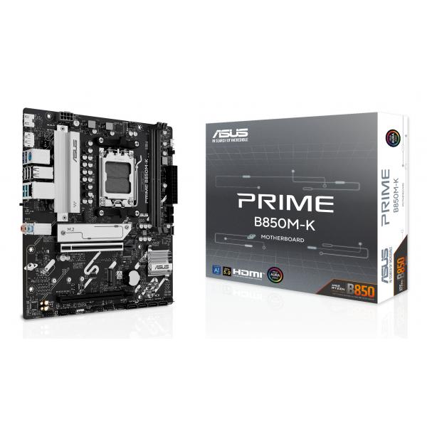 ASUS PRIME B850M-K AMD B850 Socket AM5 micro ATX (ASUS PRIME B850M-K - Motherboard - micro ATX - Socket AM5 - AMD B850 Chipset - USB-C 3.2 Gen 1, USB 3.2 Gen 2, USB 3.2 Gen 1 - 2.5 Gigabit LAN - onbo
