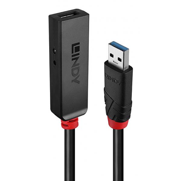 Lindy 43401 hub di interfaccia USB 3.2 Gen 1 [3.1 Gen 1] Type-C 5000 Mbit/s Nero (5m USB 3.0 Active Extension - Slim)