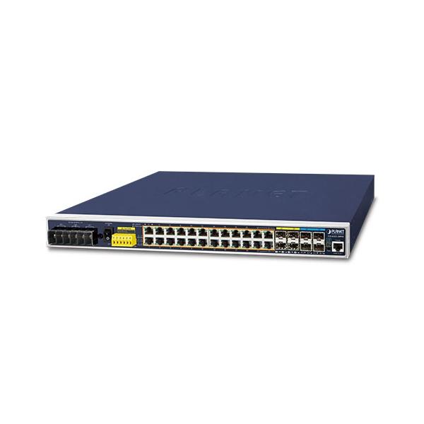 PLANET IGS-6325-24P4X switch di rete Gestito L3 Gigabit Ethernet [10/100/1000] Supporto Power over Ethernet [PoE] 1U Nero, Blu (IP30 19 Rack Mountable Ind L3 - Managed PoE Switch, 24-Port - 10/100/10