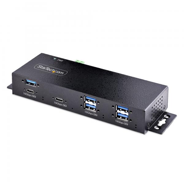StarTech.com Hub USB a 7 porte industriale da 10 Gbps con alimentatore, in metallo, montabile, 5 porte USB-A e 2 porte USB-C downstream, protezione ESD, TAA (INDUSTRIAL USB 10GBPS HUB FOR - LAPTOPS/D