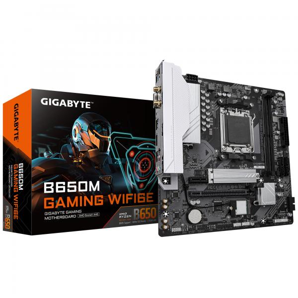 GIGABYTE B650M GAMING WIFI6E Scheda Madre - CPU AMD Ryzen Serie 9000, VRM 5+2+2 fasi, fino a 6400 MHz DDR5 [OC], 1xPCIe 4.0 M.2, LAN 2,5 GbE, WIFI 6E, USB 3.2 Gen 1 (Gigabyte B650M GAMING WIFI6E [rev