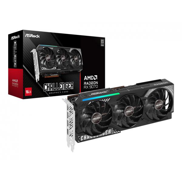 Asrock AMD Radeon RX 9070 Challenger 16GB GDDR6 (ASRock AMD Radeon RX 9070 Challenger OC 16GB GDDR6 Graphics Card, 3584 Streams, 2520 MHz Boost Clock, Triple Fan, RGB, 3x DisplayPorts / 1x HDMI Port)