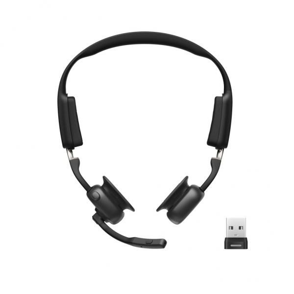 SHOKZ C610-AA-BK cuffia e auricolare Wireless A clip Ufficio USB tipo A Bluetooth Nero (SHOKZ OPENMEET UC WITH USB-A ADAPTER)