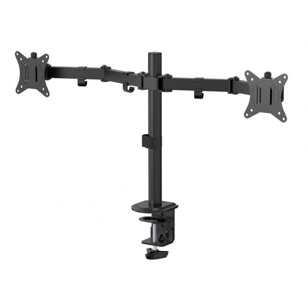eSTUFF GLB227002 Supporti a parete per TV 81,3 cm [32] Scrivania Nero (Dual Office Monitor Desk - Mount Quick Release VESA - 75x75 and 100x100, Screen Size 17-32. - Warranty: 120M)
