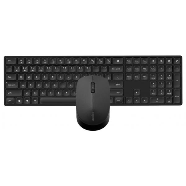 Rapoo 8020M tastiera Mouse incluso RF senza fili + Bluetooth QWERTY Nero (RAPOO Keyboard/Mouse Set 8020M Multi-M)