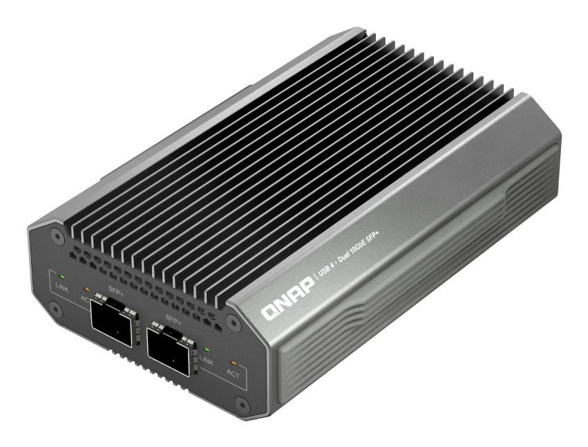 QNAP QNA-UC10G2SF scheda di rete e adattatore Ethernet 10000 Mbit/s (USB 4 Type-C to 2 x 10GbE SFP+ Network Adapter [2 SFP+ Transceivers included])