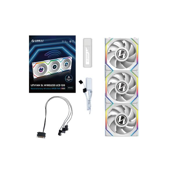 Lian Li UNI FAN SL Wireless LCD 120 Case per computer Ventilatore 12 cm Bianco 3 pz (Lian Li UNI FAN SL WIRELESS LCD 120mm Triple Pack - White)