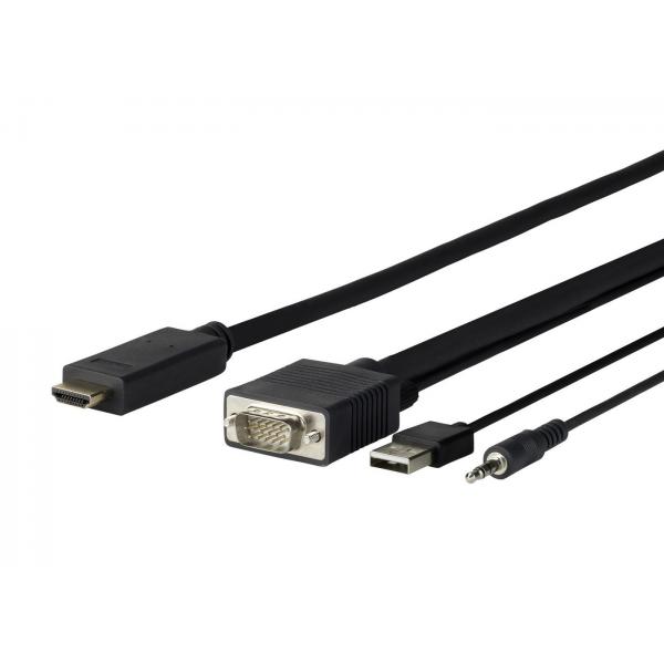 Vivolink PROVGAHDMI3 cavo e adattatore video 3 m HDMI tipo A [Standard] VGA [D-Sub] + 3.5mm + USB Type-A Nero (PRO VGA + AUDIO TO HDMI - . - Warranty: 1188M)