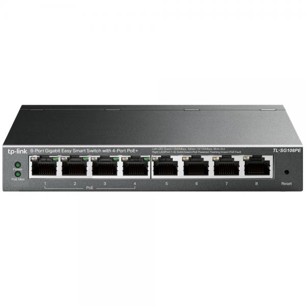 TP-Link TL-SG108PE Gestito L2 Gigabit Ethernet [10/100/1000] Supporto Power over Ethernet [PoE] Nero (TP-LINK Switch TL-SG108PE 8xGBit [4x PoE+ / 64W] Managed)