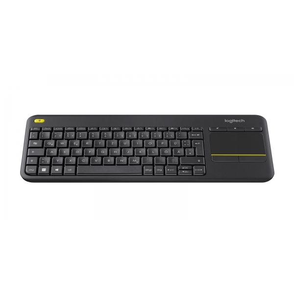 Logitech K400 Plus (K400 Plus Keyboard, German - Wireless Touch, Black - Warranty: 24M)