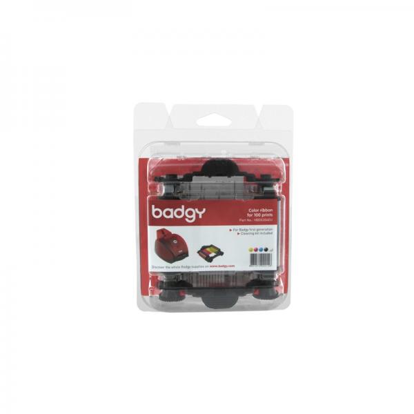 Evolis Ribbon & Cleaning Kit badgy 100p nastro per stampante 100 pagine Nero, Blu, Rosa, Bianco, Giallo (VBDG204EU YMCKO Colour Ribbon - 100 Prints)