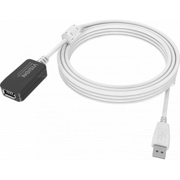 Vision TC 5MUSBEXT+ cavo USB USB 2.0 5 m USB A 0,48 Gbit/s Bianco (Vision Techconnect - USB forl?ngerkabe)