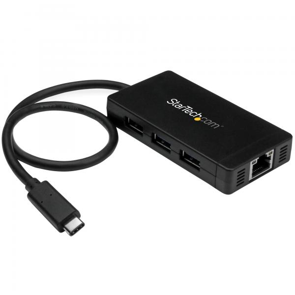 StarTech.com Hub USB 3.0 [5Gbps] a 3 porte con USB-C e Ethernet Gigabit - Include Adattatore di Alimentazione (Startech 3 Port USB C Hub with Ethernet - USB-C to 3x USB-A w/ Power Adapter & Gigabit E