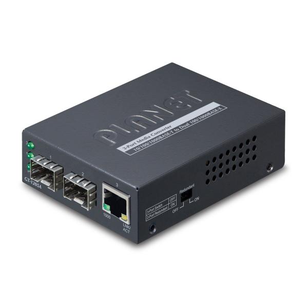 PLANET GT-1205A convertitore multimediale di rete 1000 Mbit/s Nero (MCon Gb 2x SFP)