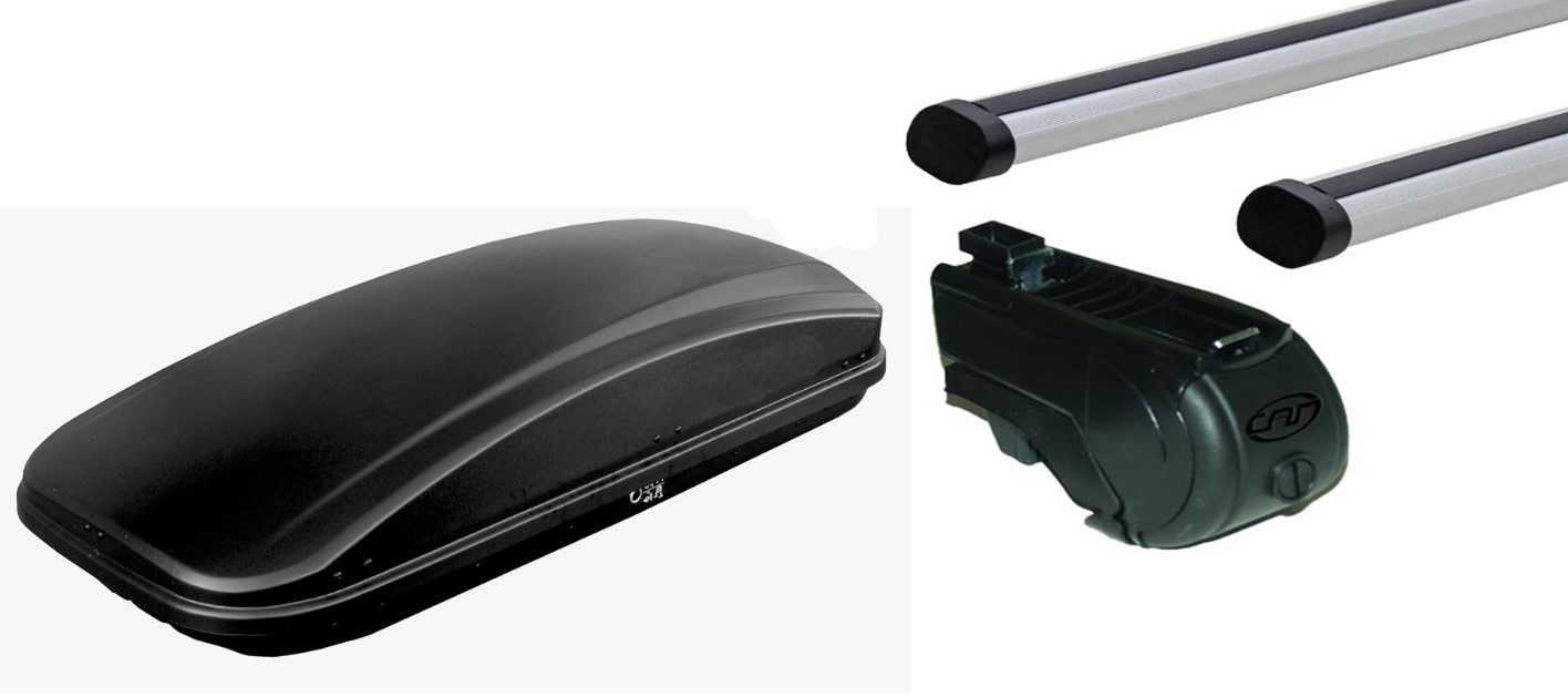 Portatutto Per Auto- Alfa Romeo 159 Sw Dal 2006 Al 2011 5P Rails -Piu Box 430Lt Nero Opaco-