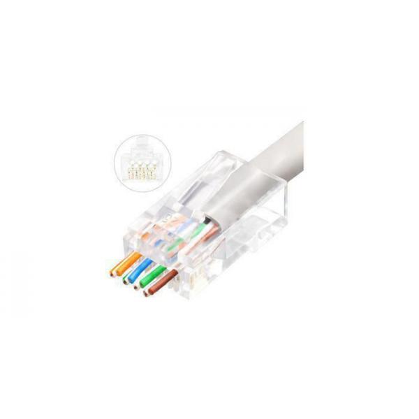 Lanview LVN125306 cavo di collegamento RJ45 Trasparente (RJ45 UTP plug Cat6A for - AWG23-24 stranded/solid - conductor Easy-Connect 50 pcs box - Warranty: 300M)