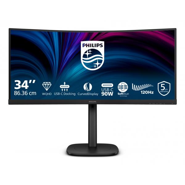 Philips Serie 3000 34B2U3600C/00 Monitor PC 86,4 cm [34] 3440 x 1440 Pixel Wide Quad HD LCD Nero (Philips 34B2U3600C - 3000 Series - monitor a LED - curvato - 34 - 3440 x 1440 WQHD @ 120 Hz - VA - 35