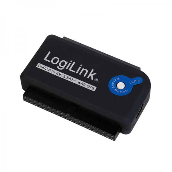 LogiLink AU0006C scheda di interfaccia e adattatore IDE/ATA, SATA (USB Adapter, USB 2.0 AM to - IDE & SATA w. OTB Adapter USB - 2.0 to 2.5 + 3.5 Zoll IDE + SATA HDD OTB, Black - Warranty: 48M)