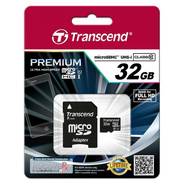 Transcend 32GB microSDHC Class 10 UHS-I MLC Classe 10 (SDHC Micro UHS-1 32GB Class 10 - Incl. Adapter for SD format - Warranty: 24M)