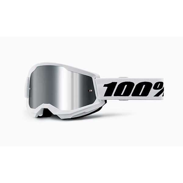 MASCHERA 100% STRATA 2 JUNIOR WHITE - LENTE A SPECCHIO ARGENTO