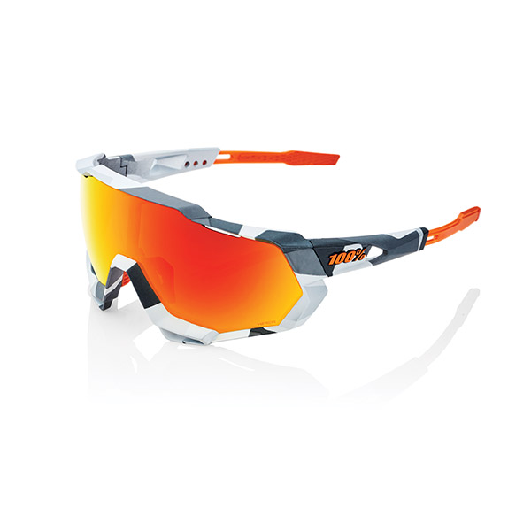 OCCHIALI DA SOLE 100% SPEEDTRAP - SOFT TACT GREY CAMO - LENTI HIPER A SPECCHIO RED MULTILAYER